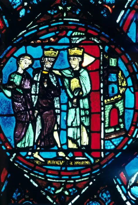 Framed Print : Constantine greets Charlemagne at Constantinople, stained glass, Chartres Cathedral, France, c1225 Framed Print : Constantine greets Charlemagne at Constantinople, stained glass, Chartres Cathedral, France, c1225