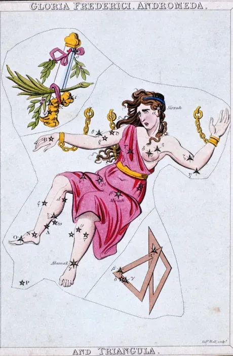 Framed Print : Constellations of Andromeda and Triangula, c1820. Artist: Sidney Hall Framed Print : Constellations of Andromeda and Triangula, c1820. Artist: Sidney Hall