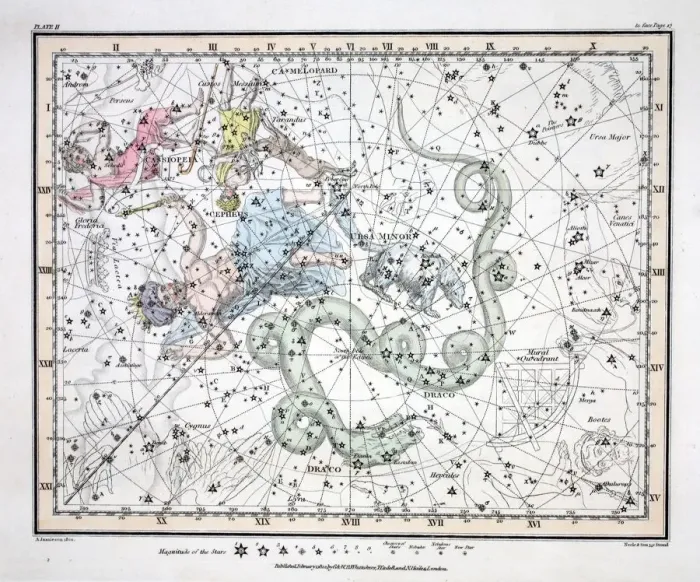 Framed Print : The Constellations (Plate II) Ursa Minor, Cassiopeia, Tarandus, Cepheus, Draco Framed Print : The Constellations (Plate II) Ursa Minor, Cassiopeia, Tarandus, Cepheus, Draco