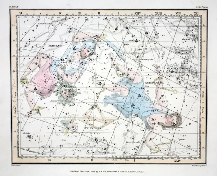 Framed Print : The Constellations (Plate III) Andromeda, Triangula, I Perseus et Caput Meduse, Gloria Frederici Framed Print : The Constellations (Plate III) Andromeda, Triangula, I Perseus et Caput Meduse, Gloria Frederici