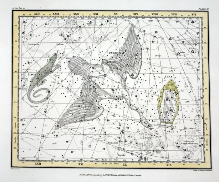 Framed Print : The Constellations (Plate XI) Cygnus, Lacerta and Via Lactea, 1822 Framed Print : The Constellations (Plate XI) Cygnus, Lacerta and Via Lactea, 1822