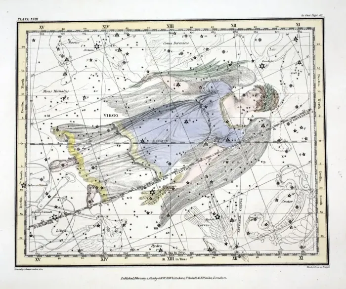 Framed Print : The Constellations (Plate XVIII) Virgo, 1822