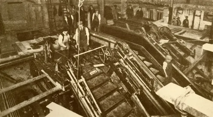 Framed Print : Constructing Escalators at the Bank Station, London, c1930. Creator: Unknown Framed Print : Constructing Escalators at the Bank Station, London, c1930. Creator: Unknown