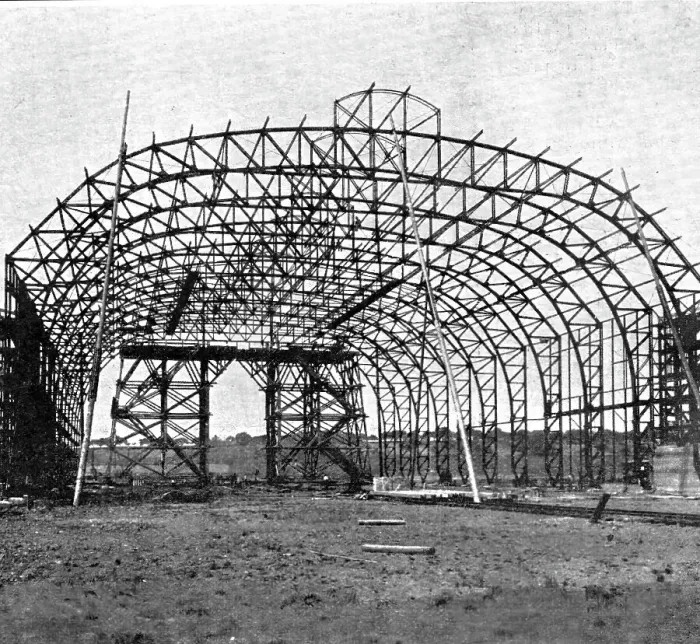 Framed Print : Constructing A Garage For A Zeppelin, 1909. Creator: Parks Framed Print : Constructing A Garage For A Zeppelin, 1909. Creator: Parks