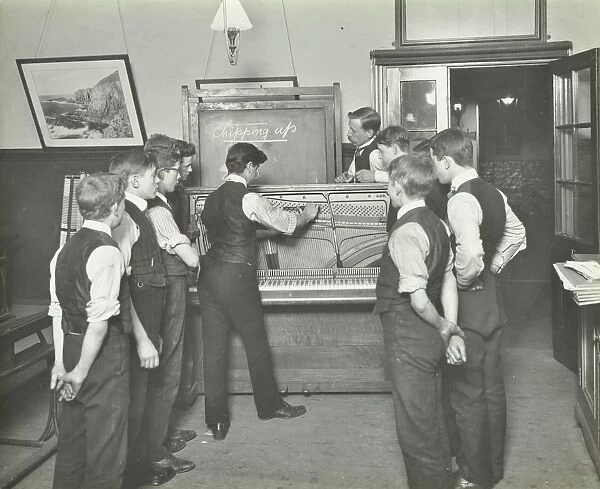 Constructing a piano, Benthal Road Evening Institute, London, 1914
