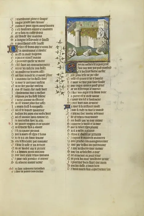 Framed Print : The Construction of a Castle in which the Personification of Jealousy Wishes to... about 1405. Creator: Unknown Framed Print : The Construction of a Castle in which the Personification of Jealousy Wishes to... about 1405. Creator: Unknown
