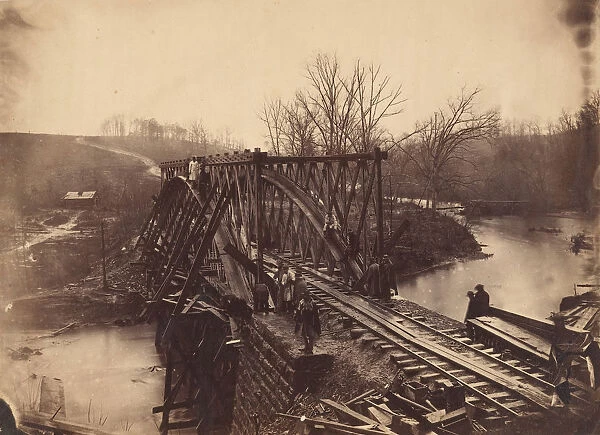 Part of Construction Corps Building New Military Truss Bridge Across Bull Run, April 1863