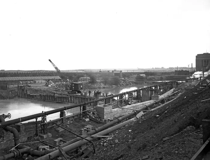Framed Print : Construction of the reservoir, Manvers Main Colliery, Wath upon Dearne, South Yorkshire, 1955 Framed Print : Construction of the reservoir, Manvers Main Colliery, Wath upon Dearne, South Yorkshire, 1955