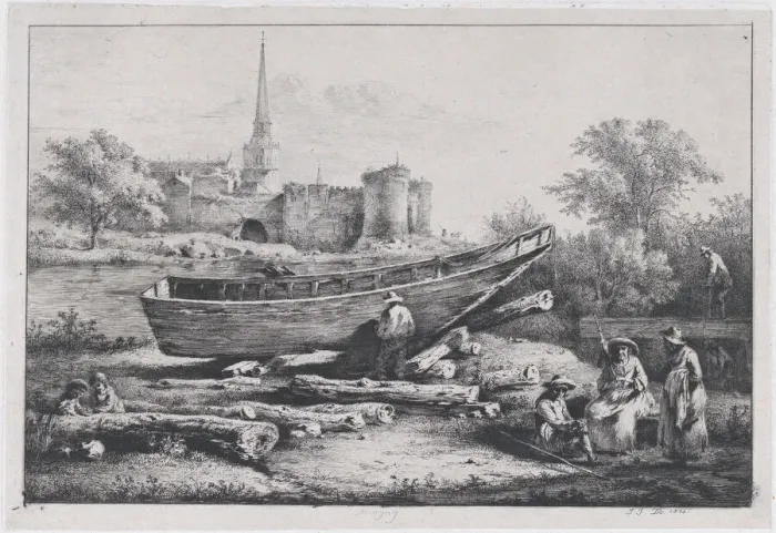 Framed Print : The Construction Site, in Savigny, 1803. Creator: Jean-Jacques de Boissieu Framed Print : The Construction Site, in Savigny, 1803. Creator: Jean-Jacques de Boissieu