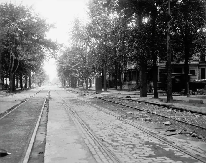 Framed Print : Construction work, grade separation from Buchanan Street, Detroit, Mich. between 1905 and 1915. Creator: Unknown Framed Print : Construction work, grade separation from Buchanan Street, Detroit, Mich. between 1905 and 1915. Creator: Unknown