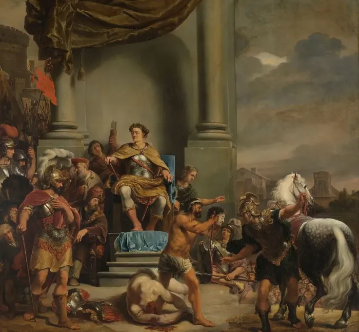Framed Print : Consul Titus Manlius Torquatus Orders the Beheading of his Son, 1661-1663. Creator: Ferdinand Bol Framed Print : Consul Titus Manlius Torquatus Orders the Beheading of his Son, 1661-1663. Creator: Ferdinand Bol