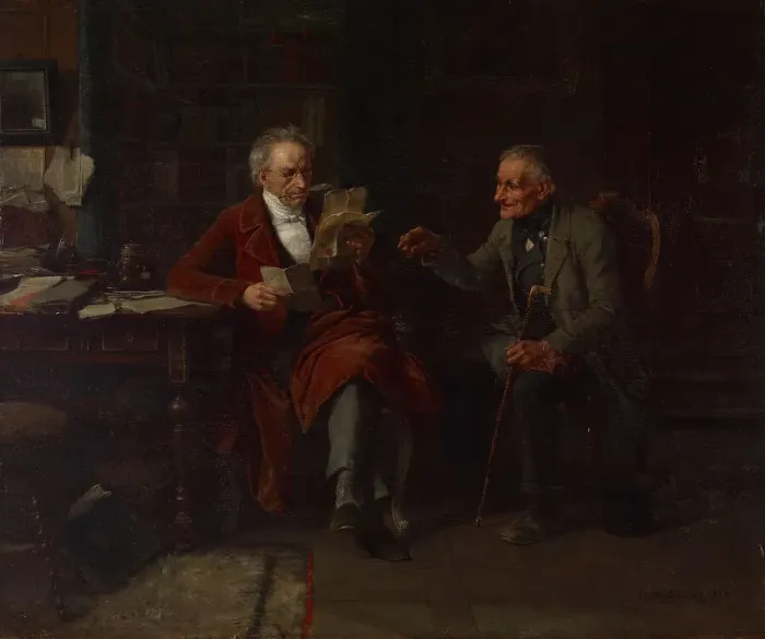 Framed Print : Consulting His Lawyer, 1872. Creator: Benjamin Vautier Framed Print : Consulting His Lawyer, 1872. Creator: Benjamin Vautier