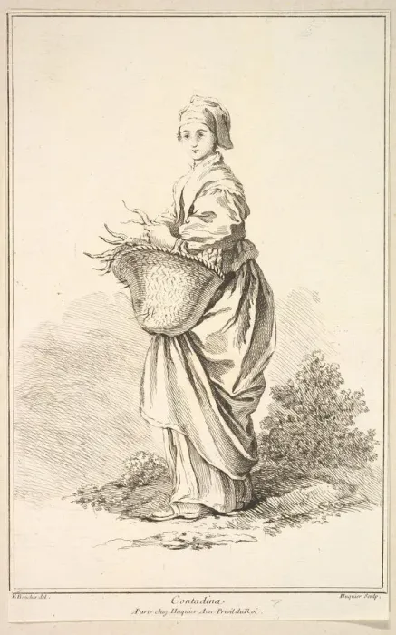 Framed Print : Contadina, from Recueil de diverses fig. res etrangeres Inventees par F Framed Print : Contadina, from Recueil de diverses fig. res etrangeres Inventees par F