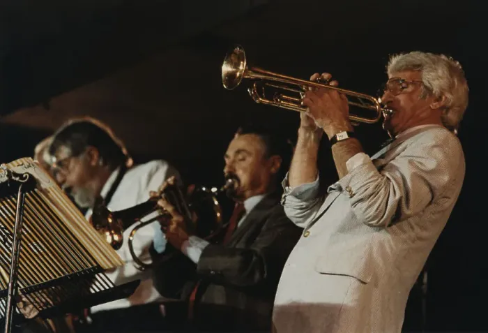 Framed Print : Conte Candoli, Shorty Rogers, Bud Shank, North Sea Jazz Festival, The Hague, Netherlands, 1991. Creator: Brian Foskett Framed Print : Conte Candoli, Shorty Rogers, Bud Shank, North Sea Jazz Festival, The Hague, Netherlands, 1991. Creator: Brian Foskett