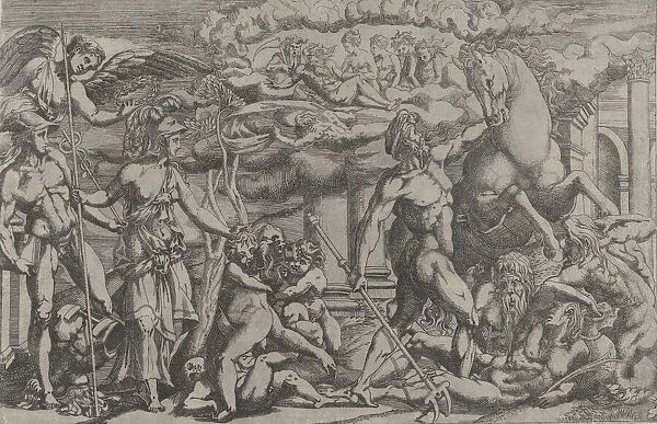 Contest Between Neptune and Athena, 1540-45. Creator: Antonio Fantuzzi