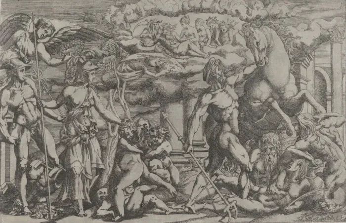 Framed Print : Contest Between Neptune and Athena, 1540-45. Creator: Antonio Fantuzzi Framed Print : Contest Between Neptune and Athena, 1540-45. Creator: Antonio Fantuzzi