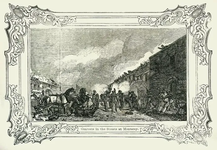 Framed Print : Contests in the Streets at Monterey, 1849. Creator: Unknown Framed Print : Contests in the Streets at Monterey, 1849. Creator: Unknown