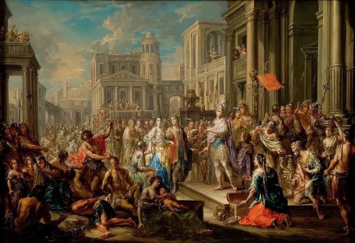 Framed Print : The Continence of Scipio Africanus, First half of the 18th century. Creator: Platzer, Johann Georg (1704-1761) Framed Print : The Continence of Scipio Africanus, First half of the 18th century. Creator: Platzer, Johann Georg (1704-1761)