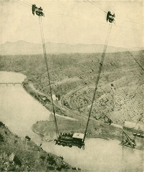 A Contractors Engine Being Swung Across A Canyon, Rio Grande River, New Mexico, 1930