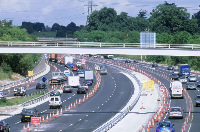 Framed Print : Contraflow system on M27 motorway Framed Print : Contraflow system on M27 motorway