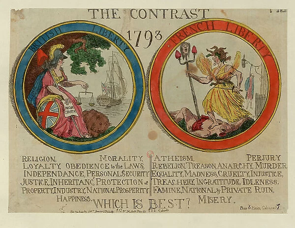 The Contrast 1793. British Liberty. French liberty. Which is best?, 1793. Creator: Rowlandson, Thomas (1756-1827)