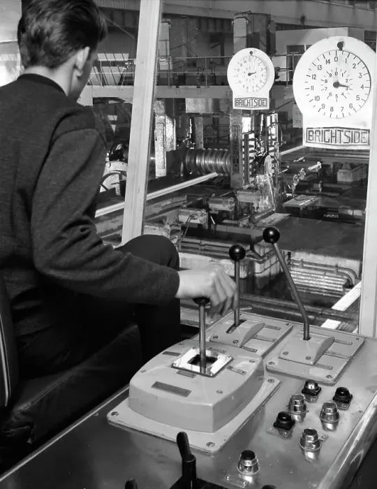 Framed Print : Control cabin at Brightside Foundry, Sheffield, South Yorkshire, 1963 Framed Print : Control cabin at Brightside Foundry, Sheffield, South Yorkshire, 1963