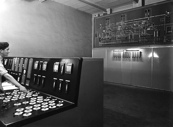Control room at Manvers coal preparation plant, near Rotherham, South Yorkshire, 1956