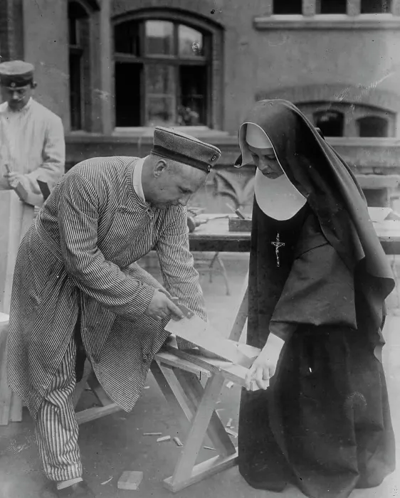 Framed Print : Convalescent German soldier, between c1915 and 1918. Creator: Bain News Service Framed Print : Convalescent German soldier, between c1915 and 1918. Creator: Bain News Service