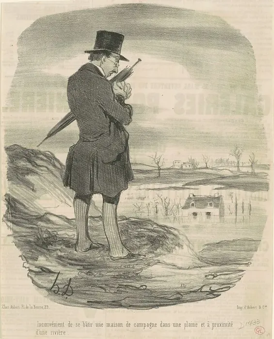 Framed Print : In convénient de se batir une maison de campagne... 19th century. Creator: Honore Daumier Framed Print : In convénient de se batir une maison de campagne... 19th century. Creator: Honore Daumier