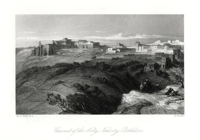 Framed Print : Convent of the Holy Nativity, Bethlehem, Palestine, 19th century. Artist: E Goodall Framed Print : Convent of the Holy Nativity, Bethlehem, Palestine, 19th century. Artist: E Goodall