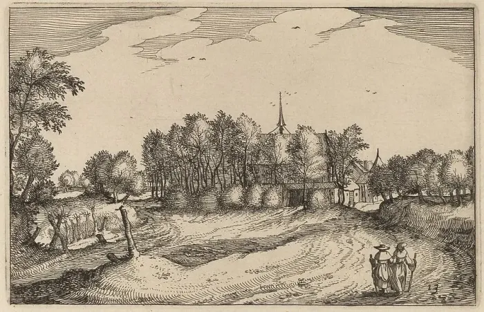 Framed Print : A Convent, published 1612. Creator: Claes Jansz Visscher Framed Print : A Convent, published 1612. Creator: Claes Jansz Visscher