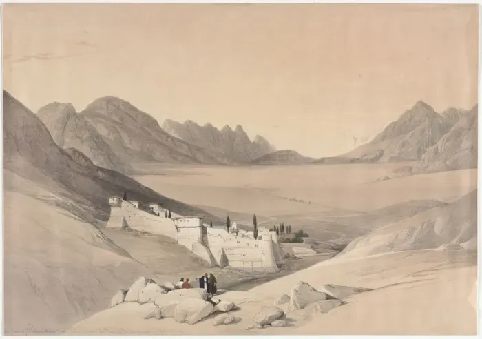 Framed Print : The Convent of St. Catherine, Mount Sinai, Looking towards the Plain of the Encampment, 1839