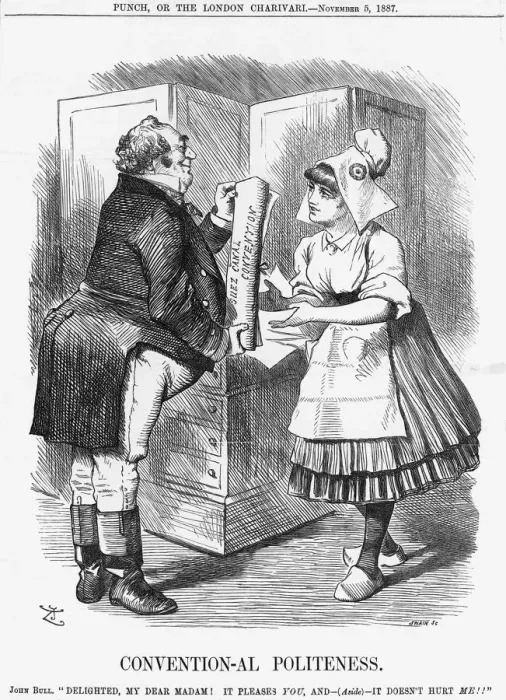 Framed Print : Convention-al Politeness, 1887. Artist: Joseph Swain Framed Print : Convention-al Politeness, 1887. Artist: Joseph Swain