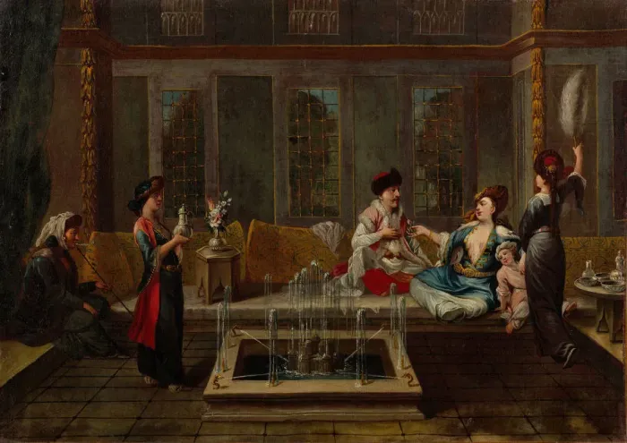 Framed Print : The Conversation, 1730s. Artist: Vanmour (Van Mour), Jean-Baptiste, (School) Framed Print : The Conversation, 1730s. Artist: Vanmour (Van Mour), Jean-Baptiste, (School)