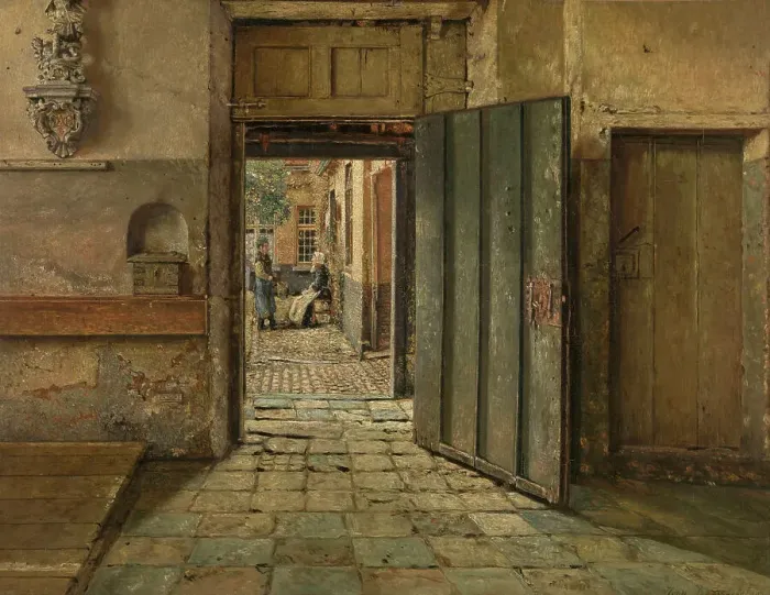 Framed Print : The Conversation, 1884. Creator: Henri Jean Augustin de Braekeleer