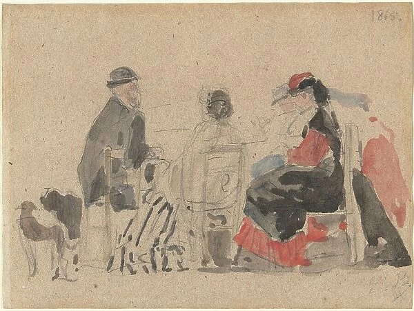 Conversation on the Beach, 1865. Creator: Eugene Louis Boudin