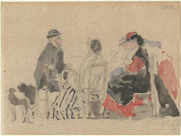 Framed Print : Conversation on the Beach, 1865. Creator: Eugene Louis Boudin Framed Print : Conversation on the Beach, 1865. Creator: Eugene Louis Boudin