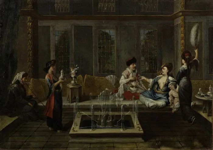 Framed Print : The Conversation, First half of the 18th century. Artist: Vanmour (Van Mour), Jean-Baptiste, (School) Framed Print : The Conversation, First half of the 18th century. Artist: Vanmour (Van Mour), Jean-Baptiste, (School)