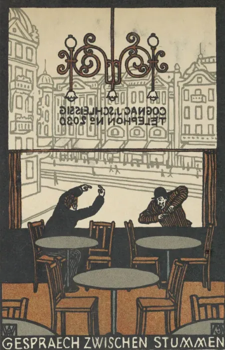 Framed Print : Conversation between Mutes (Gespraech zwischen Stummen), 1907. Creator: Moritz Jung Framed Print : Conversation between Mutes (Gespraech zwischen Stummen), 1907. Creator: Moritz Jung