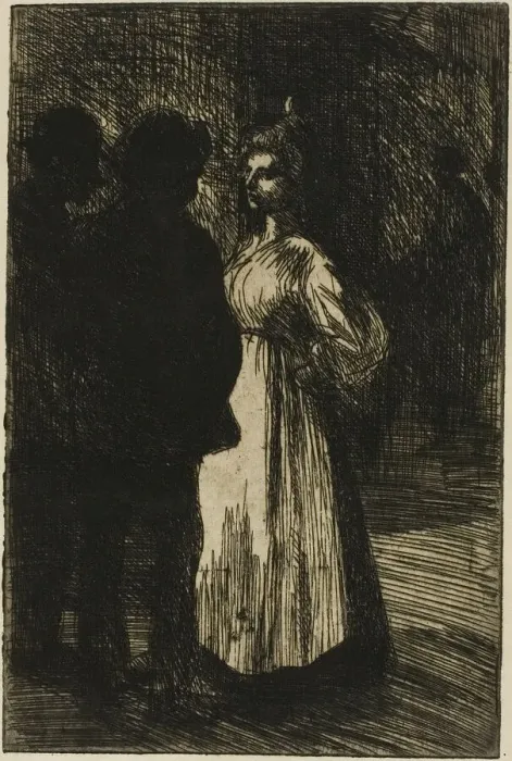 Framed Print : Conversation at Night, 1898. Creator: Theophile Alexandre Steinlen Framed Print : Conversation at Night, 1898. Creator: Theophile Alexandre Steinlen