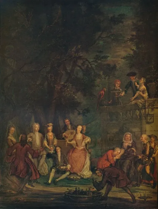 Framed Print : A Conversation Piece, c1700 (1931). Artist: Marcellus Laroon the Younger Framed Print : A Conversation Piece, c1700 (1931). Artist: Marcellus Laroon the Younger