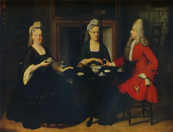 Framed Print : Conversation Piece, c1735. Artist: Jan Maurits Quinkhard Framed Print : Conversation Piece, c1735. Artist: Jan Maurits Quinkhard