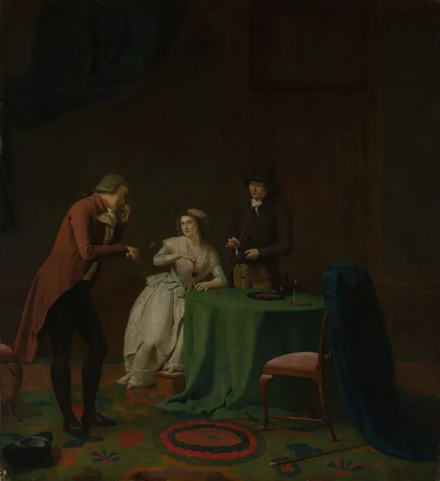Framed Print : Conversation Piece (The Sense of Smell), probably 1791. Creator: Jan Ekels the Younger Framed Print : Conversation Piece (The Sense of Smell), probably 1791. Creator: Jan Ekels the Younger