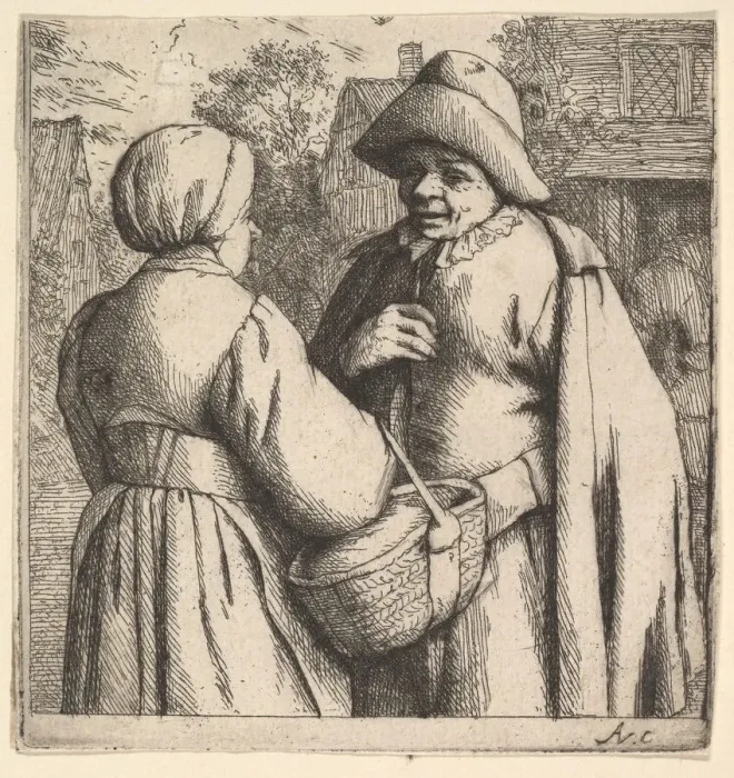 Framed Print : Conversation in the Street, 1610-85. Creator: Adriaen van Ostade Framed Print : Conversation in the Street, 1610-85. Creator: Adriaen van Ostade