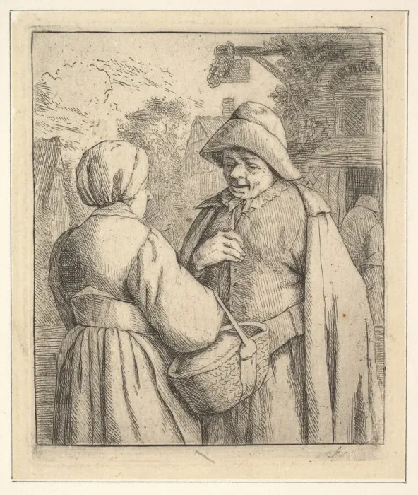 Framed Print : Conversation in the Street, 1610-85. Creator: Unknown Framed Print : Conversation in the Street, 1610-85. Creator: Unknown