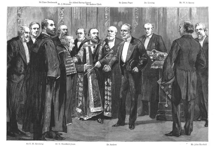 Framed Print : Conversazione at the Royal College of Physicians, Pall Mall East, 1888. Creator: Unknown Framed Print : Conversazione at the Royal College of Physicians, Pall Mall East, 1888. Creator: Unknown