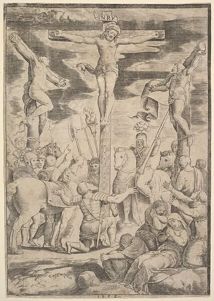 The conversion of the Centurion who flings his arms open before Christ on the cross, 1532