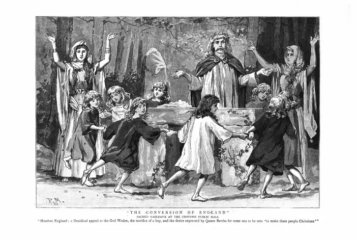 Framed Print : The Conversion of England, 1889. Creator: Macquoid, Percy (1852-1925) Framed Print : The Conversion of England, 1889. Creator: Macquoid, Percy (1852-1925)