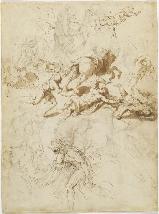 Framed Print : The Conversion of Saint Paul; Adam and Eve, 1590 / 1595. Creator: Jacopo Palma Framed Print : The Conversion of Saint Paul; Adam and Eve, 1590 / 1595. Creator: Jacopo Palma