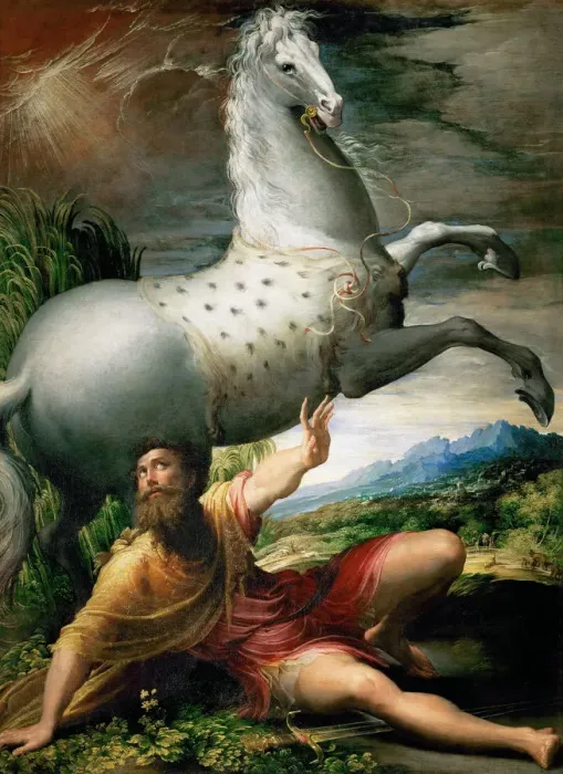 Framed Print : The Conversion of Saint Paul, ca 1528. Artist: Parmigianino (1503-1540) Framed Print : The Conversion of Saint Paul, ca 1528. Artist: Parmigianino (1503-1540)